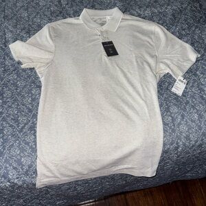 NWT Van Heusen Polo Shirt Cream Golf Short Sleeve - Large